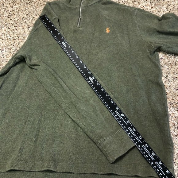 Polo Ralph Lauren Pullover Sweater Long Sleeve 1/4 Zip Size L Green 100% Cotton - Picture 5 of 7